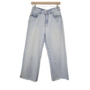 Cotton On | Wide Leg Cropped Raw Hem Light Wash Jeans